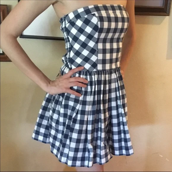 Abercrombie & Fitch | Dresses | Nwt Abercrombie Fitch Navy White Strapless Mini  Checkered Dress | Poshmark